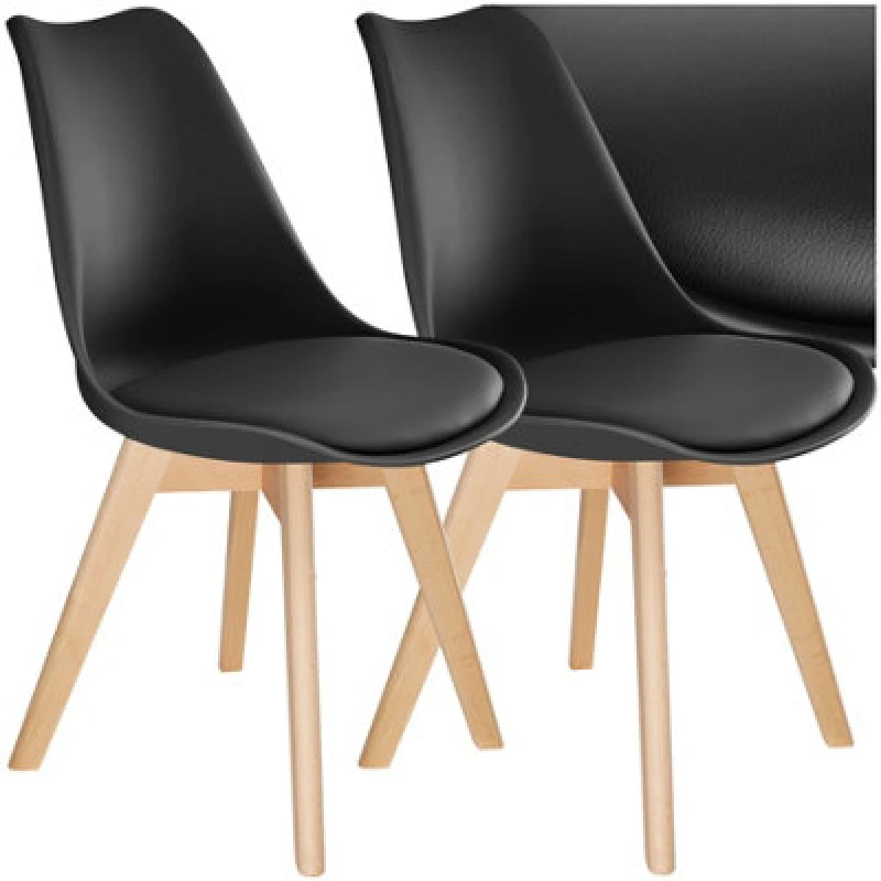 Image of tectake Dining Chair Set Frederikke Set Of 2 - Black Size: 2 Pack Black Unisex 2 Pack