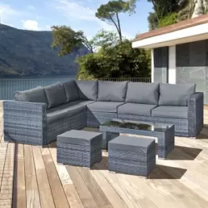 Image of Aruba Rattan 8 Seat Corner Set in Ocean Grey