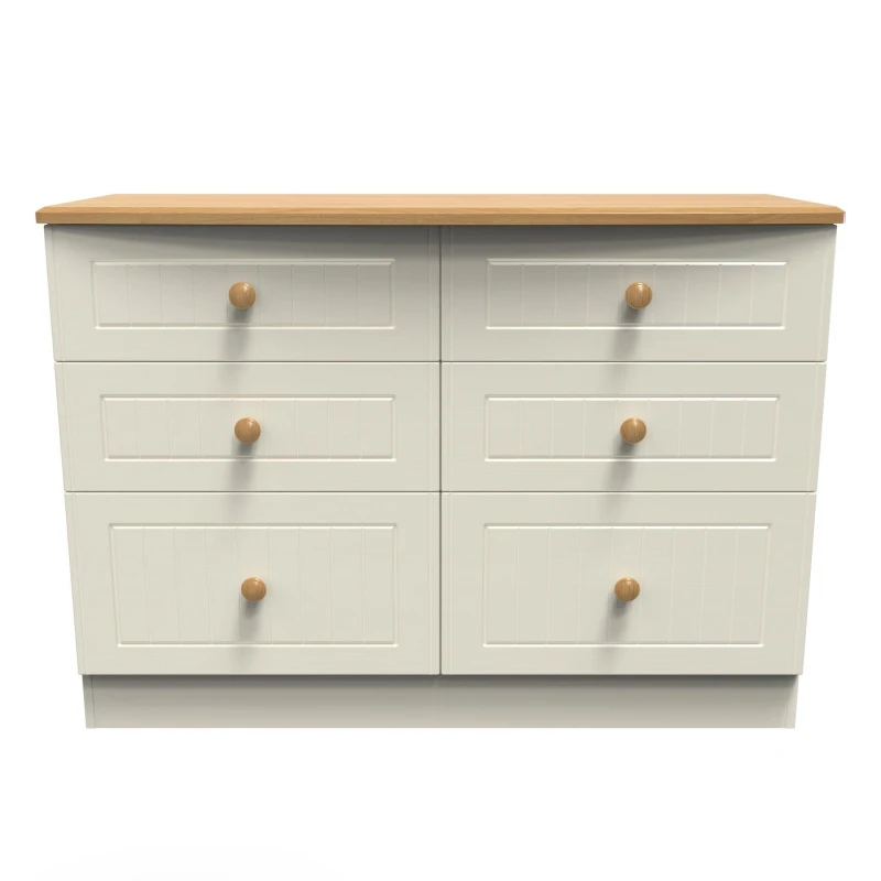 Image of Ready Assembled 2 U Lancaster 6 Drawer Wide Chest (Ready Assembled) Cream