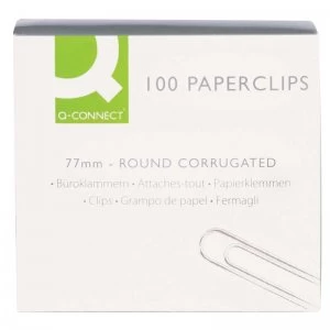 Image of Q-Connect 77mm Wavy Paperclips - 100 Pack