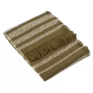 image of Jour Woven Fringed Throw Olive