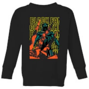 Image of Marvel Avengers Black Panther Collage Kids Sweatshirt - Black - 11-12 Years