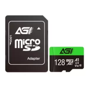 image of AGI 128GB TF138 MicroSDXC Card with SD Adapter UHS-I Cass 10 / V30 / A1 App Performance