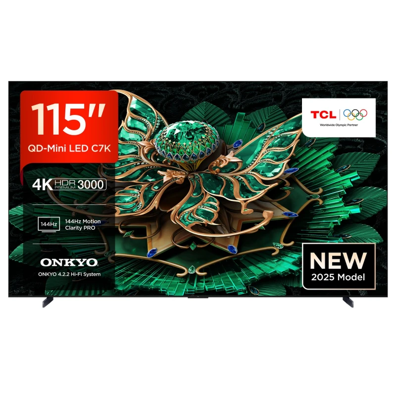 Image of TCL 2025 115 4K Premium QD-Mini LED Ultra HD Smart TV 115C7K-UK Black 115C7K-UK