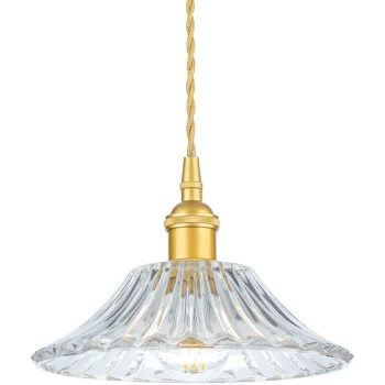 image of Firstlight - Wilshire Dome Pendant Light Satin Gold with Decorative Glass