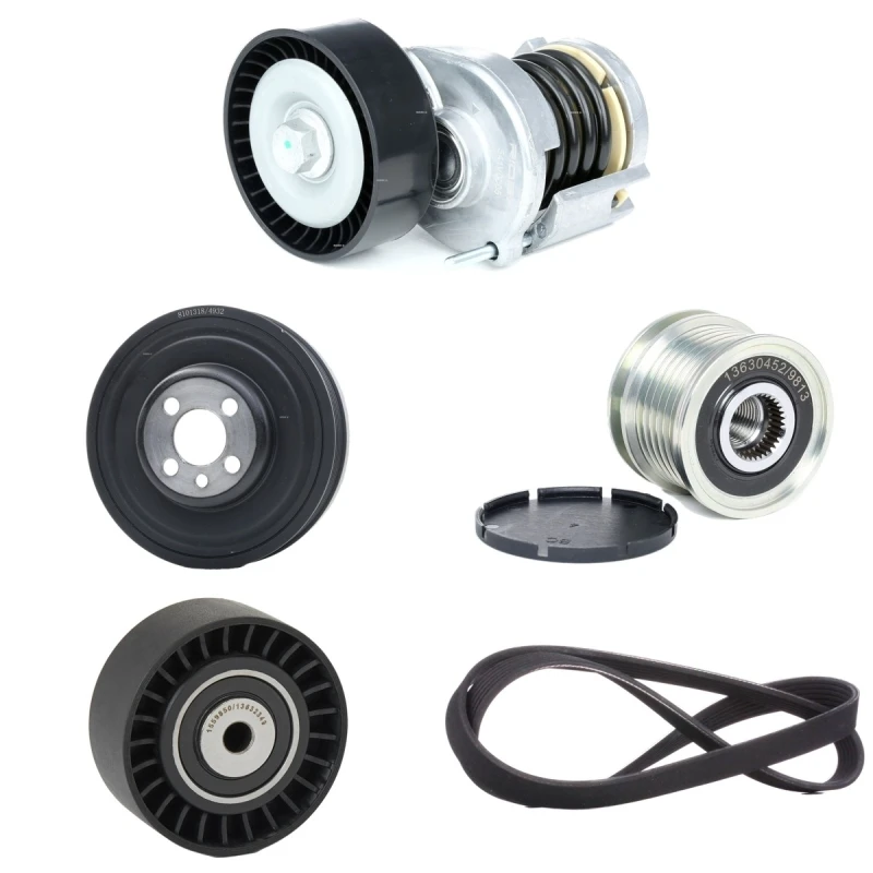 Image of RIDEX 542R0518 V-ribbed belt set Pulleys: with freewheel belt pulley V-Ribbed Belt Set (542)
