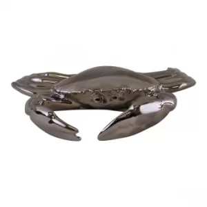 image of Small Silver Ceramic Crab Ornament