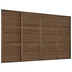 image of Spacepro Shaker Carini Walnut Frame 3 Panel Sliding Door Kit with Colour Matched Track - 4 x 914mm