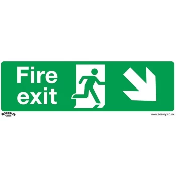 Image of SS36P1 Safe Conditions Safety Sign - Fire Exit (Down Right) - Rigid Plastic - Sealey