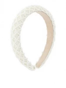 image of Accessorize Padded Pearly Criss Cross Alice Headband - Nude