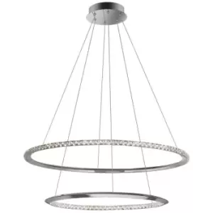 image of Netlighting Merano Churchill Integrated LED Pendant Ceiling Light Chrome Alumini