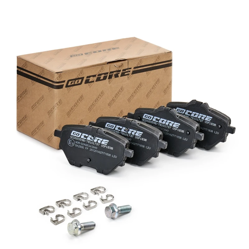 Image of goCORE GCD020598 Brake pad set Rear Axle, not prepared for wear warning indicator, with anti-squeak plate Brake Pad Set,disc brake (402)