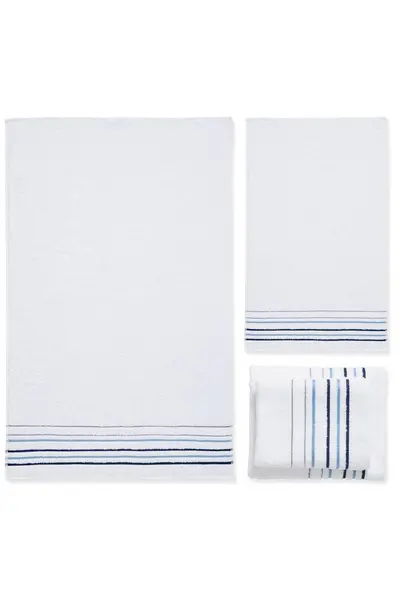 Image of Catherine Lansfield 'Java Stripe' 4 Towel Bale White