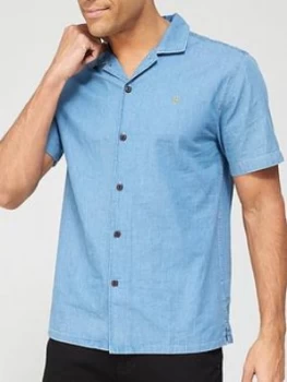 Image of Farah Chambray Short Sleeve Shirt - Stone Wash
