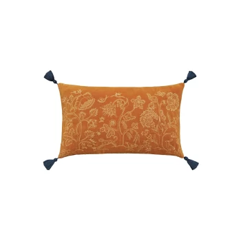 image of William Morris Honeysuckle & Tulip Cushion 50cm x 30cm, Saffron