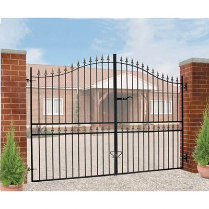 Image of Cannock Gates Corfe Premium Spear Top Tall Bow Top Double Estate Gate - Steel - Fits Gap 2134mm X 2083mm High - Electro Galv./black