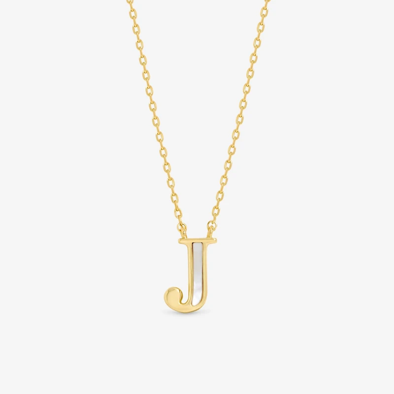 Image of Inicio 14K Gold Plated and Mother of Pearl Initial Pendan Gold female One Size