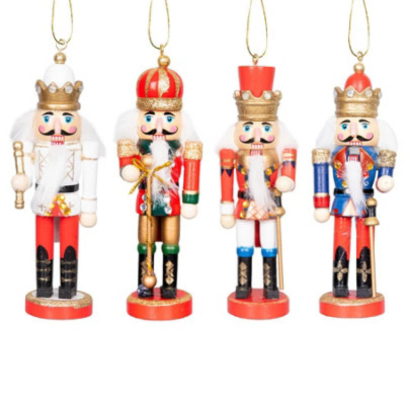 Image of Shatchi 13cm Wooden Nutcrackers Figures Christmas Ornament 4Pcs Set Multi