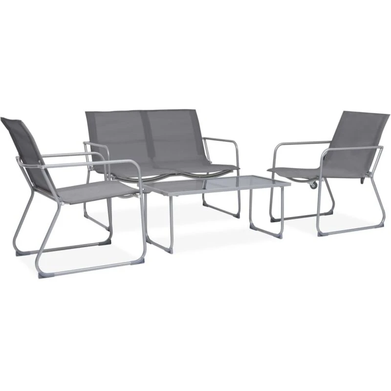 Image of VIDAXL 4 Piece Garden Lounge Set Fabric & Steel Grey Vidaxl 8718475621485