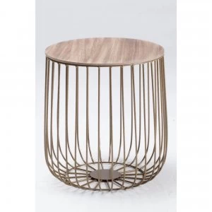 Image of Enzo Small Oak Finish Top Cage Table