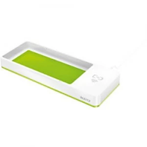 image of Leitz WOW Desk Organiser Dual Colour with Qi Inductive Charger White, Green 26.6 x 10.1 x 2.8 cm