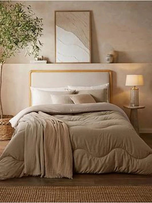 Image of NIGHT LARK 4.5 Tog Soft Weave Coverless Duvet and Pillowcase Set Grey SINGLE (135X200cm)