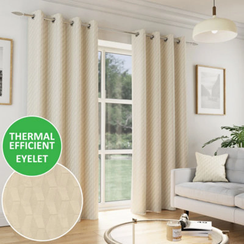 Image of Enhanced Living Tokyo Room Darkening Velvet Eyelet Curtains Curtains 46x54 Cream 38106469001