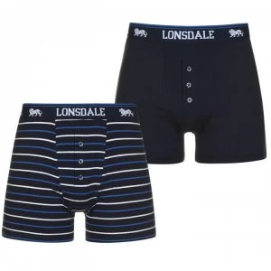 image of Lonsdale 2 Pack Boxers Mens - Navy/Stripe