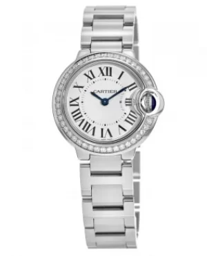 image of Cartier Ballon Bleu 28mm Steel and Diamonds Womens Watch W4BB0015 W4BB0015