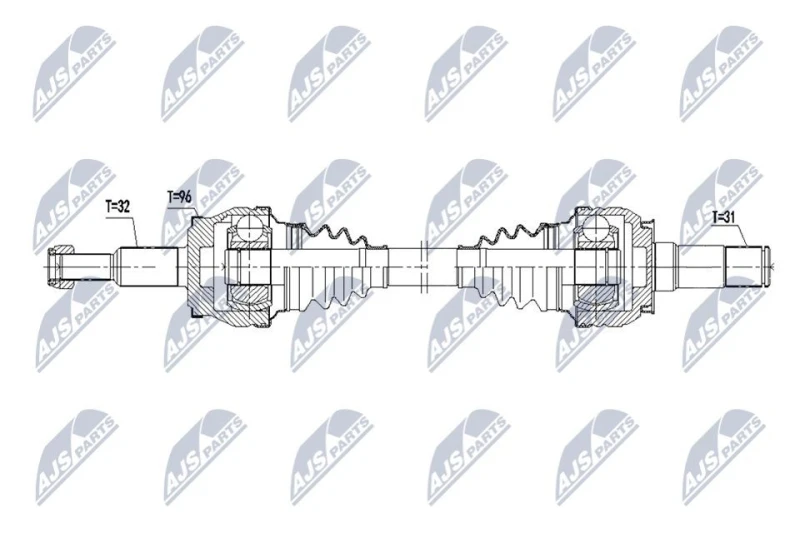 Image of NTY NPW-CH-156 Drive shaft Automatic Transmission, Rear Axle Right Drive Shaft (13)