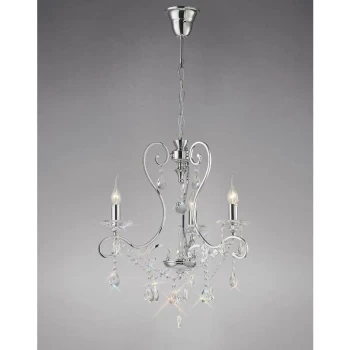 image of Suspension Vela 3 Bulbs polished chrome / crystal