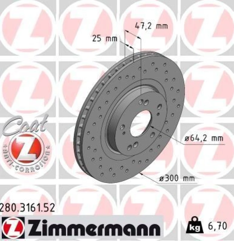 Image of ZIMMERMANN Brake disc ZIMMERMANN 280.3161.52