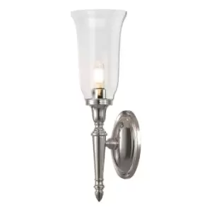 Image of IP44 Wall Light Tall Clear Glass Shade LED Included Polished Nickel LED G9 3.5W