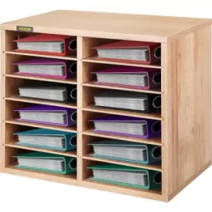 image of VEVOR Wood Literature Organizer, 12 Compartments, Adjustable Shelves, Medium Density Fiberboard Mail Center, Office Home School Storage for Files, Doc