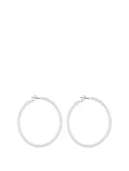 Mood Silver Popcorn Round Hoop Earrings, Silver, Women