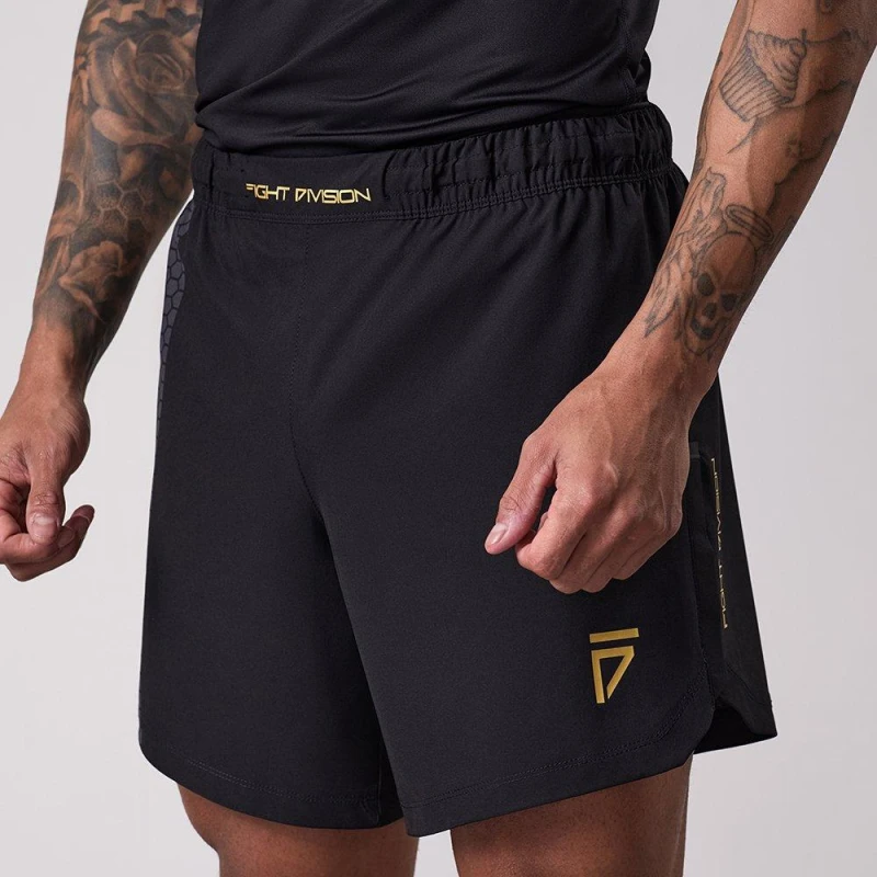 Image of Gym King Unisex Adults Fight Division Combat MMA Shorts Black unisex X Large