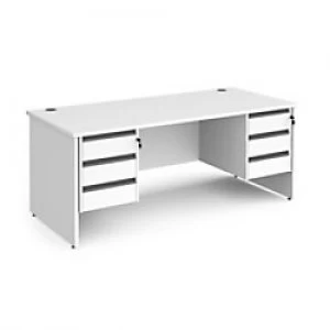 image of Dams International Straight Desk with White MFC Top and Graphite Frame Panel Legs and 2 x 3 Lockable Drawer Pedestals Contract 25 1800 x 800 x 725mm