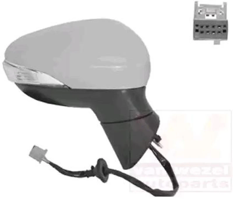 Image of VAN WEZEL 1807828 Wing mirror * HAGUS * Right, Heatable, primed Outside Mirror (50)