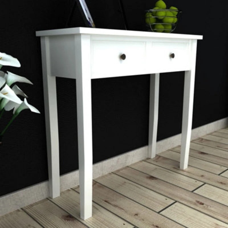 Image of vidaXL Dressing Console Table with 2 Drawers White Makeup Vanity Stand Desk