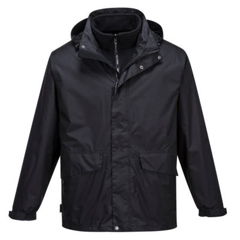 Image of Portwest Argo Breathable 3 in 1 Jacket S507BKRL Colour: Black