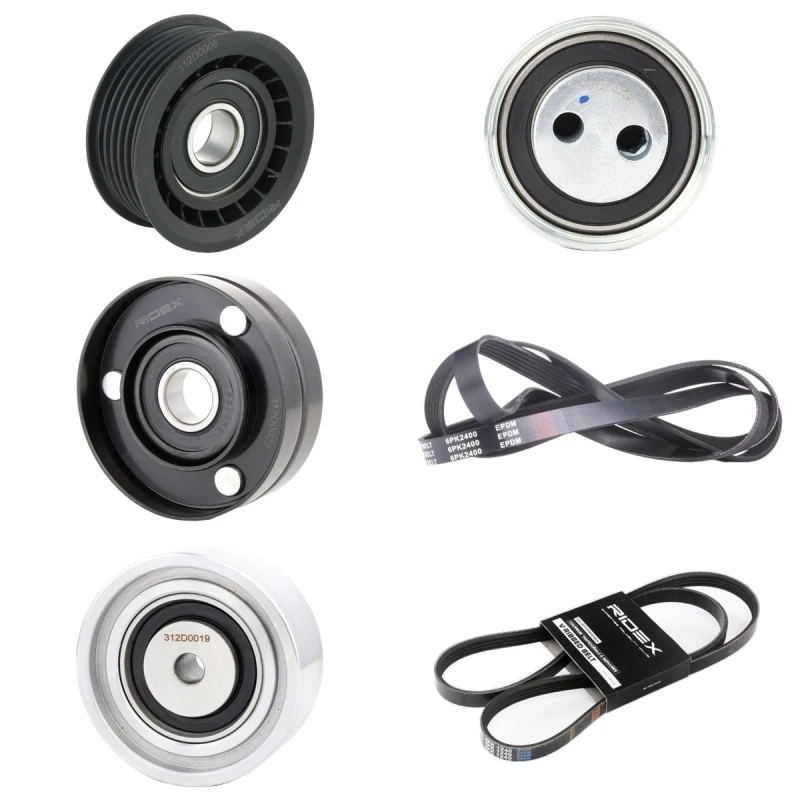 Image of RIDEX 542R0220 V-ribbed belt set Polyester, EPDM (ethylene propylene diene Monomer (M-class) rubber) V-Ribbed Belt Set (542)