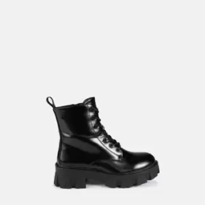 image of Missguided Lego Sole Lace Up Chunky Boot - Black