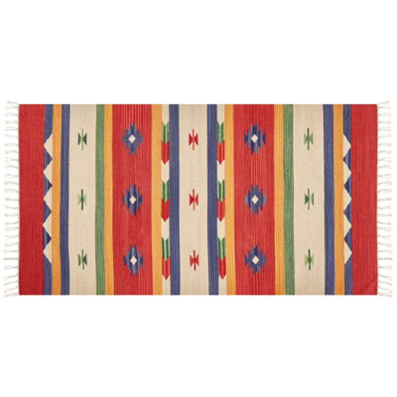 Image of Beliani Rug Alapars Multicolour 80 X 150 Cm Cotton Kilim
