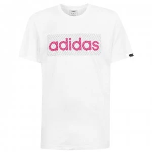 image of adidas Linear Info Mens T-Shirt - Wht/Pink/Navy