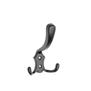 Image of GTV Triple Hat Coat Hanger Hook Door Wall Bath with Fixings - Black, Pack of 50
