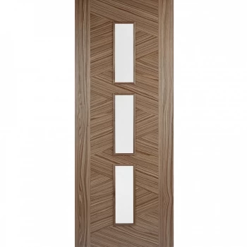 Image of LPD Zeus Fully Finished Walnut 3 Light Glazed Internal Door - 1981mm x 686mm (78 inch x 27 inch)