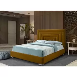 Image of Lisso Bed Double Plush Velvet Mustard