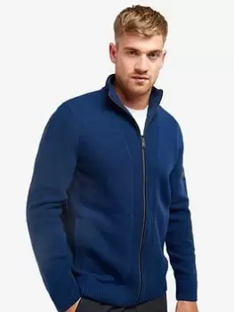 Image of Barbour International Alloy Zip Through Knitted Jumper - Blue Size 2XL, Men