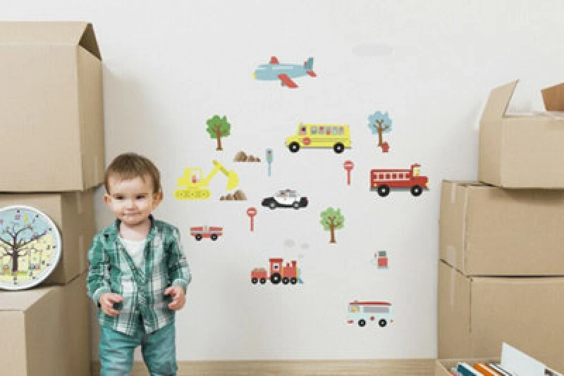 Image of Walplus Wall Stickers Decal Wall Art Happy Cars Diy Nursery Room Kids Room Kids Sticker Pvc Multicoloured