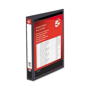 Image of 5 Star Presentation Ring Binder PVC 4 D-Ring 25mm Size A4 Black Pack 10